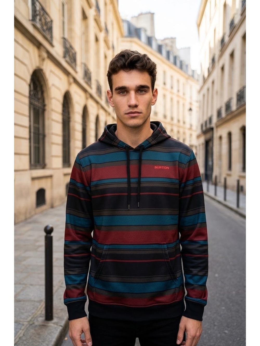 Burton Men's Striped Pullover Hoodie Fleece Lined Sweatshirt Multicolor Size XL